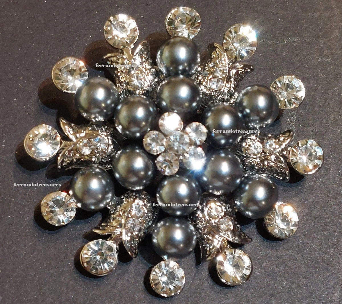 Broche De Cristal De Búho Negro A La Moda Para Boda