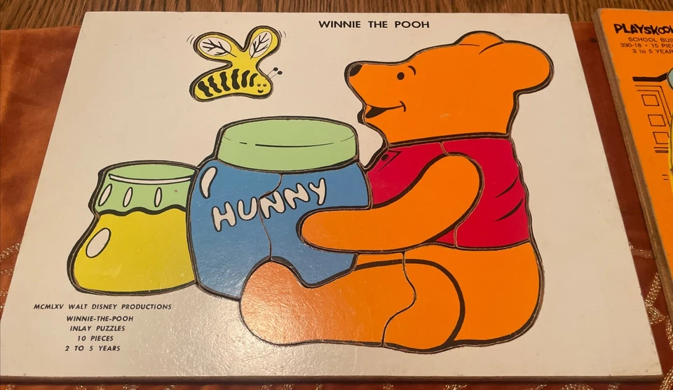 Lote de 4 rompecabezas de madera Playskool de colección - Winnie The Pooh Tigger Bus de los años 60 y 70... Foto 2 de 4