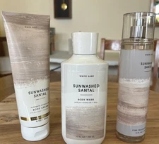Bath & Body Works Sunwashed Santal Body Wash Body Cream Fragrance Mist Set
