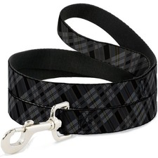 Dog Leash Plaid Gray/Black/Brown WIDE 1.5"