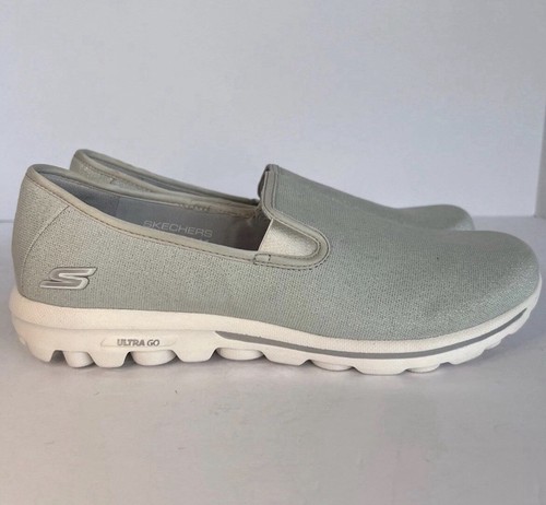 Size 11 Women’s Skechers GOwalk Classic Washable Slip-Ons Basic Fun Light Gray