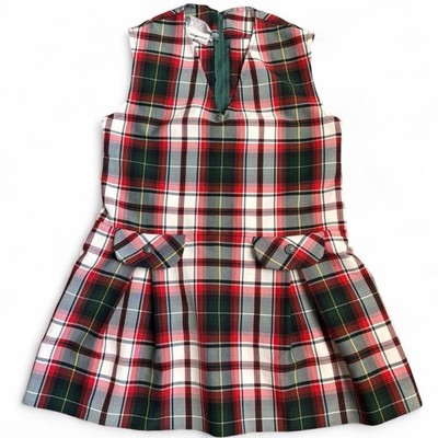 Girls Dennis Red Plaid Pleated Dress With Pockets Size 6