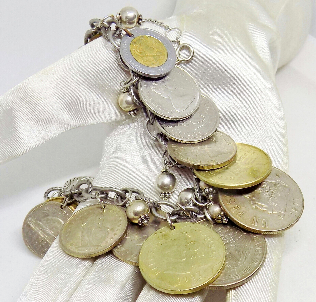 メンズ vintage multi coin silver bracelet