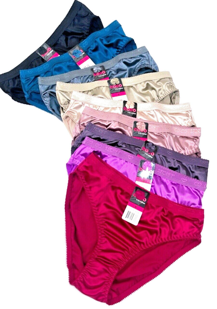 New! 6 Glossy SILKY liquid SATIN Sissy Classic CD BIKINI Panties S/ M/ L/ XL