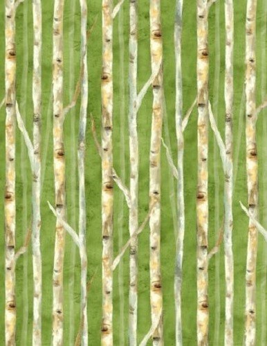 Wilmington Deer Meadow 100% Cotton Fabric By The Yard Green Birch Trees #FA64 - Picture 2 of 2