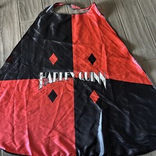 Harley Quinn Cape Red  Black NEW Costume Cosplay Satin Halloween Six Flags