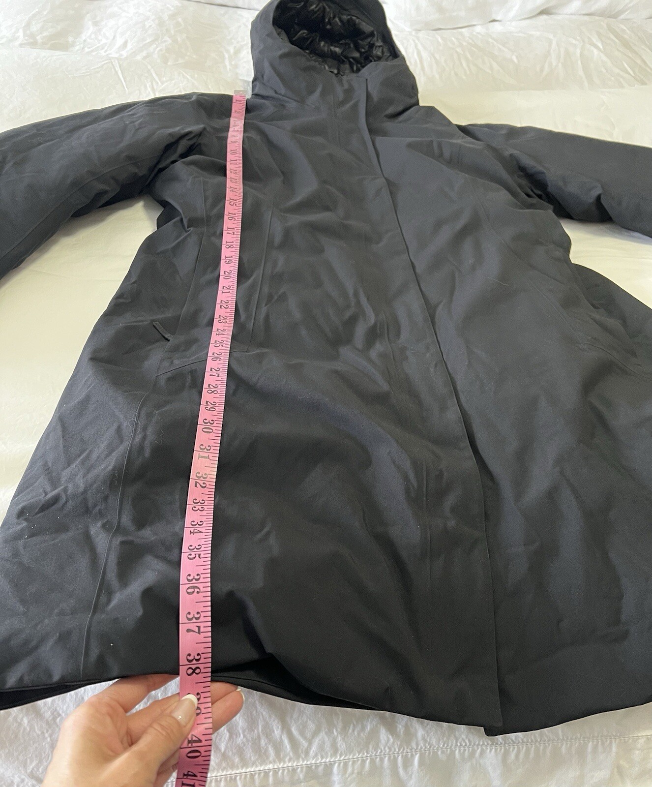 ARC'TERYX ArcTeryx Piumino parka donna TG XL nero centrale lunghezza lunga con cappuccio Nuovo senza etichette