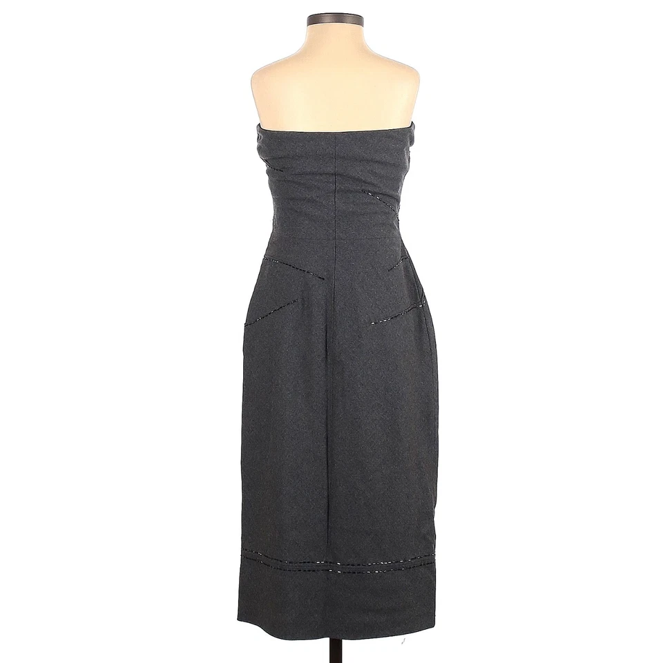 Iceberg серый шерсти шелковой смеси роскошь бисером резинке платье без бретелек размер XS - Изображение 2 из 4