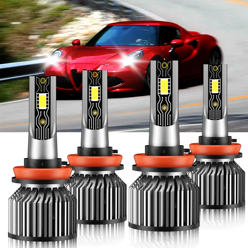 4PCS H11 Combo LED Headlight High Low Beam Bulbs Kit For Alfa Romeo 4C 2016 - Imagem 3 de 4