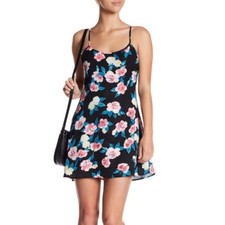 Show Me Your MuMu Stardust Mini Black Floral Lined Slip Dress, Size XSmall (02)