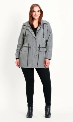 EVANS Curve Plus Lightweight Fully Lined Hooded Zip Coat Jacket Grey UK Size 20