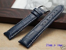 Bracciale cinturino vera pelle 21mm x 18mm BLU (ADATTO) Longines Big Date