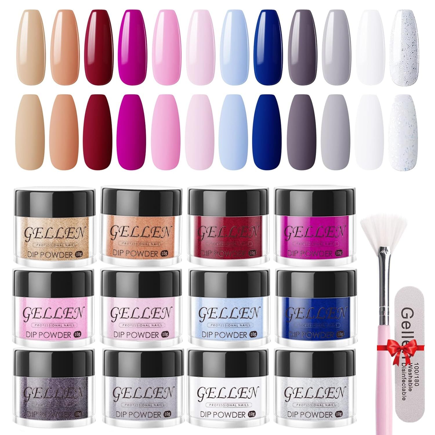 Nail Powder Dip Kit-12 Colors Nailboo Dipping Powder Starter Set Glitter
