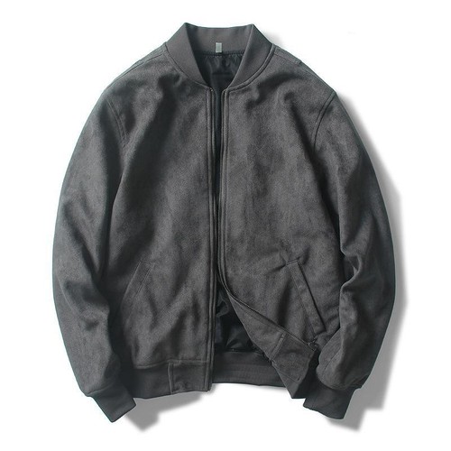 Men's Faux Suede Leather Varsity Jackets Bomber Coats Slim Fit Baseball Student - Picture 10 of 27