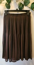Brown Pleated Flair Skirt
