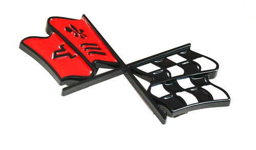 For 1968 - 1972 Corvette C3 Front Nose Hood Emblems Red Black-2pcs - Picture 4 of 5