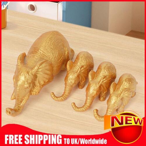 4Pcs/Set Creative Miniature Cute Elephant Figurines Housewarming Gifts (Gold) - Picture 1 of 9