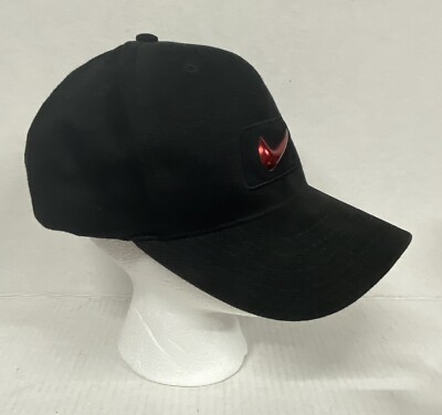 Vintage 90s Nike Swoosh Baseball Hat Plastic Logo Black Red  display picture 1