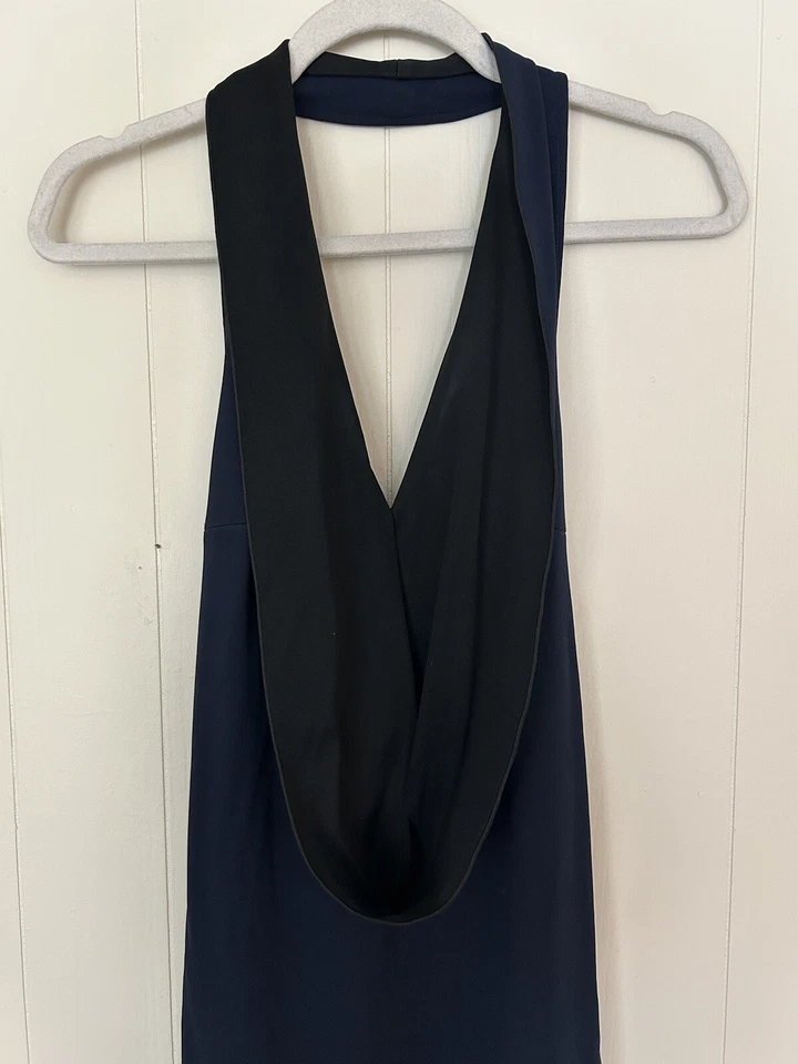 Vestido Halter Stella McCartney azul marinho e preto - Imagem 3 de 4