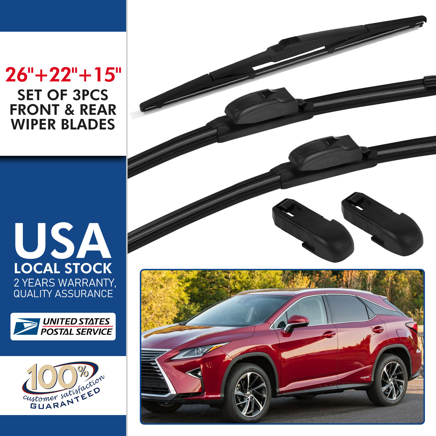 Front + Rear Wiper Blades Set fits Toyota Venza 20092016 Windshield Windscreen eBay