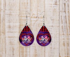Be Mine Gnomes Valentine's Day Wood Tear Drop Earrings