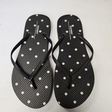 Women's NWT OLD NAVY Size 9 Beautiful Black White Polka Dot Flip Flops New