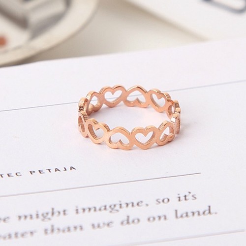 Hollow Heart Ring Rose Gold Open Band 