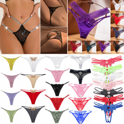 Women Sexy Floral Brief Crotchles G-string Thong Lingerie Underwear Panties   