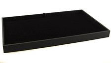 Large Black 1 Inch Deep Jewellery Display Tray & Black Velvet Display Pad (1-1P)