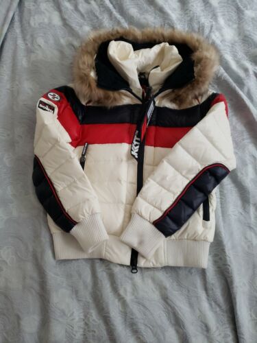 Jack1t Ladies retro racer jacket ltd bnwt size m rrp £400 lovely faux fur  hood