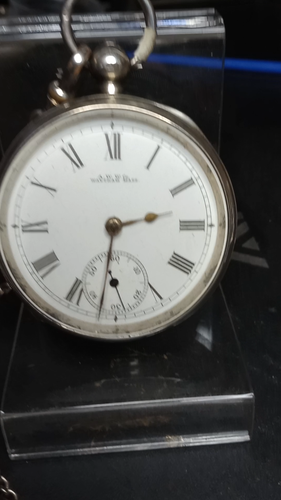 Vintage 1887 18s American Waltham Watch Co STERLING Silver Pocket Watch Key-Fob - Video 1 of 1
