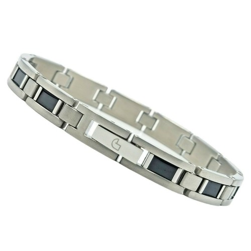 CHARLES JOURDAN - ARGENT & NOIR - ST.STEEL - BRACELET HOMME - AUTHENTIQUE & NEUF - - Photo 1 sur 1