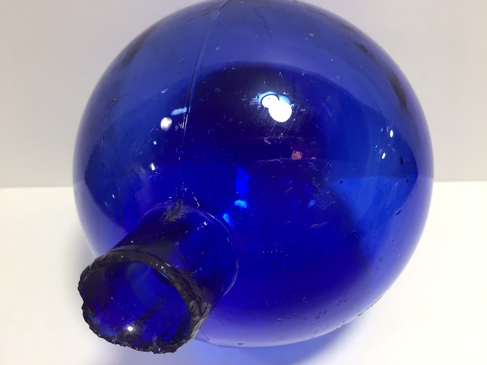 Crude COBALT BLUE SWIRLY Antique Large Glass Gallery Target Ball