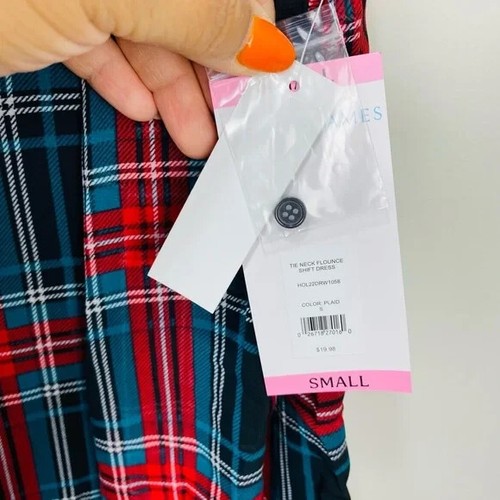 Draper James Tiered Dress Women S Red Tartan Plaid Long Sleeve Lined New Holiday - Picture 7 of 10