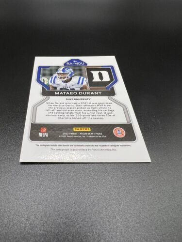 2022 Panini Prizm Draft Picks Mataeo Durant Autograph #RA-MDU - Picture 5 of 8