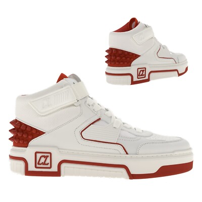 Christian Louboutin Astrolubi Mid Top Sneakers White Leather Size 11 US New