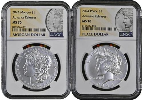 2024 Morgan & Peace Silver Dollar $1 NGC MS70 Advanced Releases