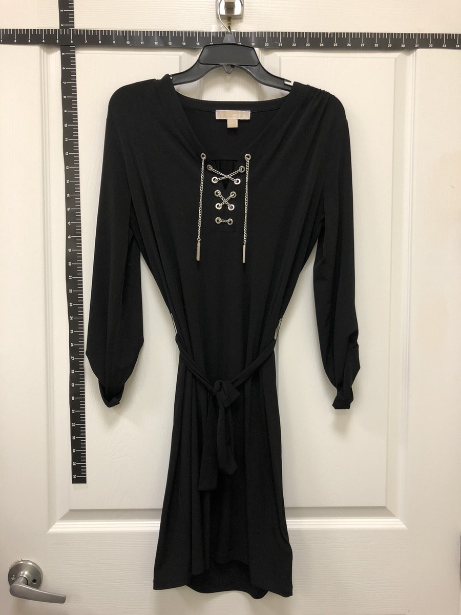 Michael Kors Black Dress w/Silver Chain accent Women's Size Medium