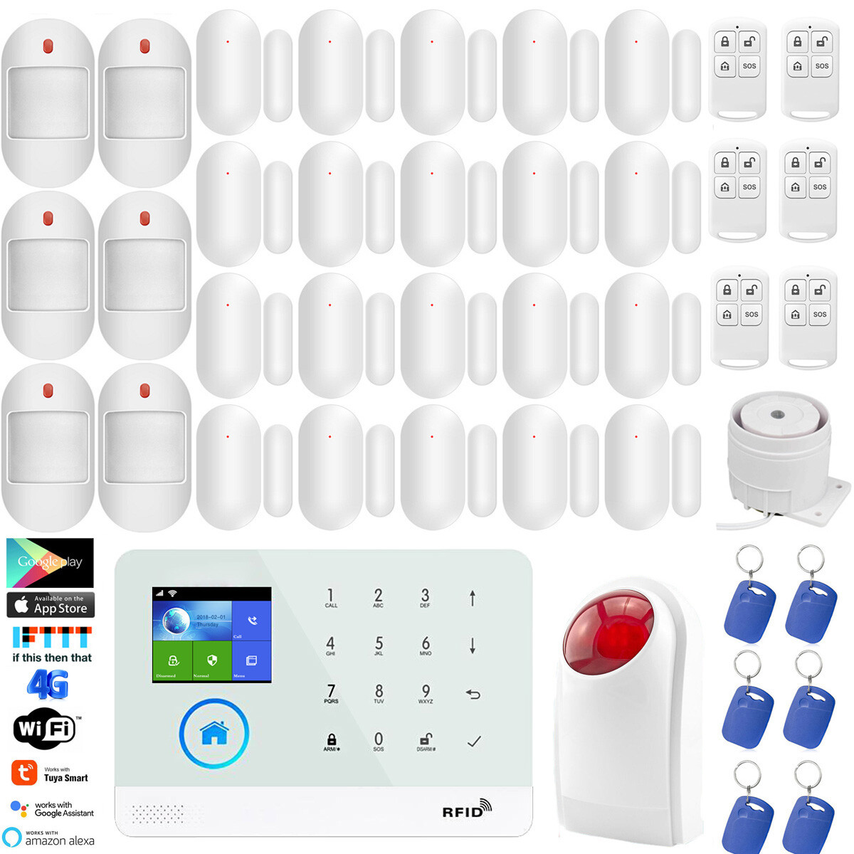 X55 Tuya Smart WiFi GSM Home Security Alarm System with Strobe Light-image