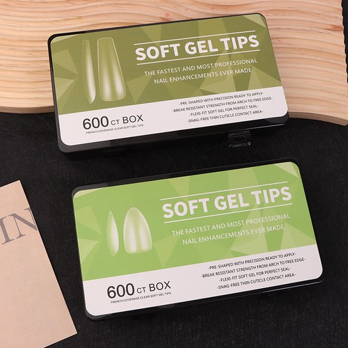 600pcs Gel Soft Gel Tips Fournitures Couvercle Full Fals Nail Poufrées -* - Picture 8 of 28