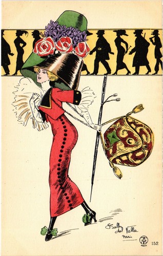 Carte Postale Vintage Glamour Lady - Signée Par L'artiste Helli - Originale