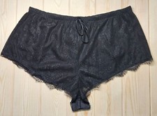 VTG Victoria's Secret Black Lace Satin Second Skin Panties Shorts L