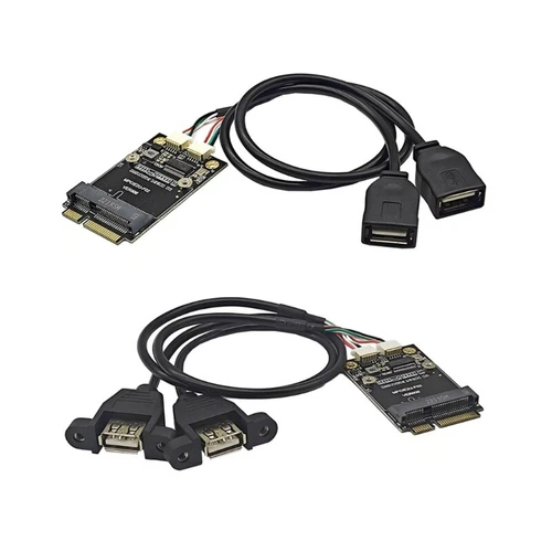 USB 2.0 Double Port PCIE Card Connectors mPCIE to Double USB 2.0 Adapter USB