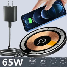 65W Magnetic Fast Wireless Charger Pad For Samsung Galaxy S25 S24 Ultra S23 S22+