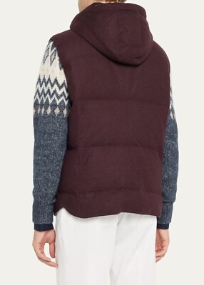 【関税&送料込み】Brunello Cucinelli Down Hooded Waistcoat Brunello Cucinelli Wool Silk Cashmere Down Hooded Vest - M