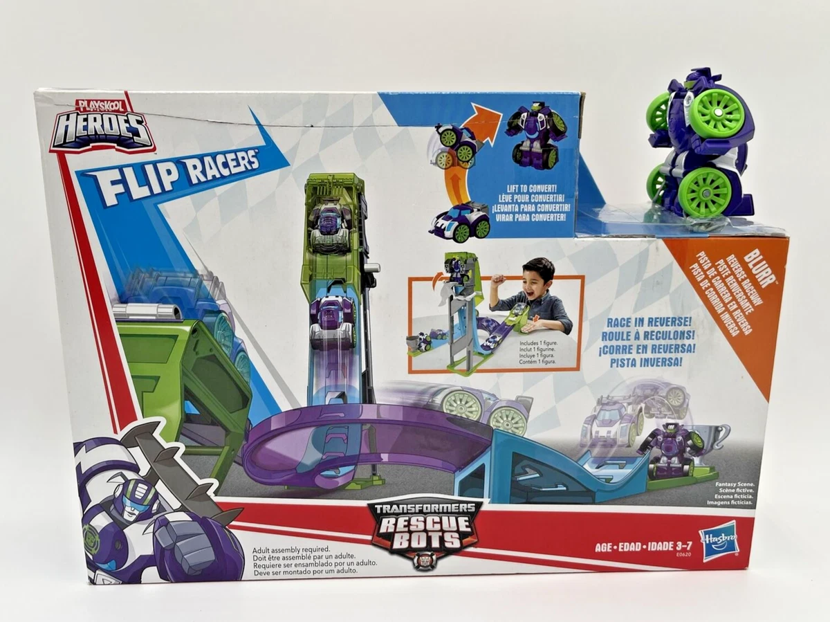 Transformers Rescue Bots Flip Racers Blurr Reverse Raceway Playset