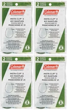 BRAND NEW EIGHT COLEMAN LANTERN MANTLES #21 INSTA CLIP 4 PACK OF 2 (8 MANTLES)
