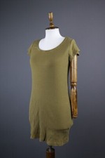 Gudrun Sjödén Green Lyocell Round Neck Short Sleeve Ribbed Shift Dress Size M