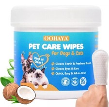 3-in-1 Pet Finger Wet Wipes Eyes Ears Dental Care Organic Clean Teeth Dogs Cats