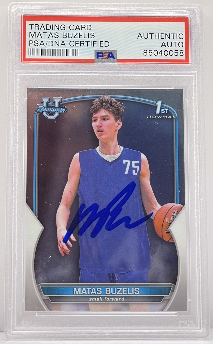 Matas Buzelis Signed On Card Auto 2023 Bowman U Rookie Card PSA 